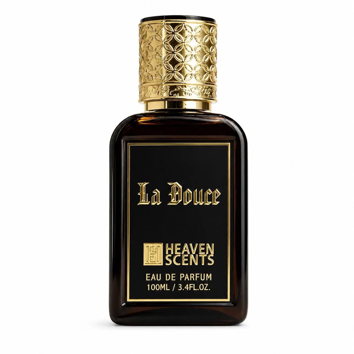 La Douce Eau de Parfum 100ml by Heaven Scents, dark bottle with ornate gold cap