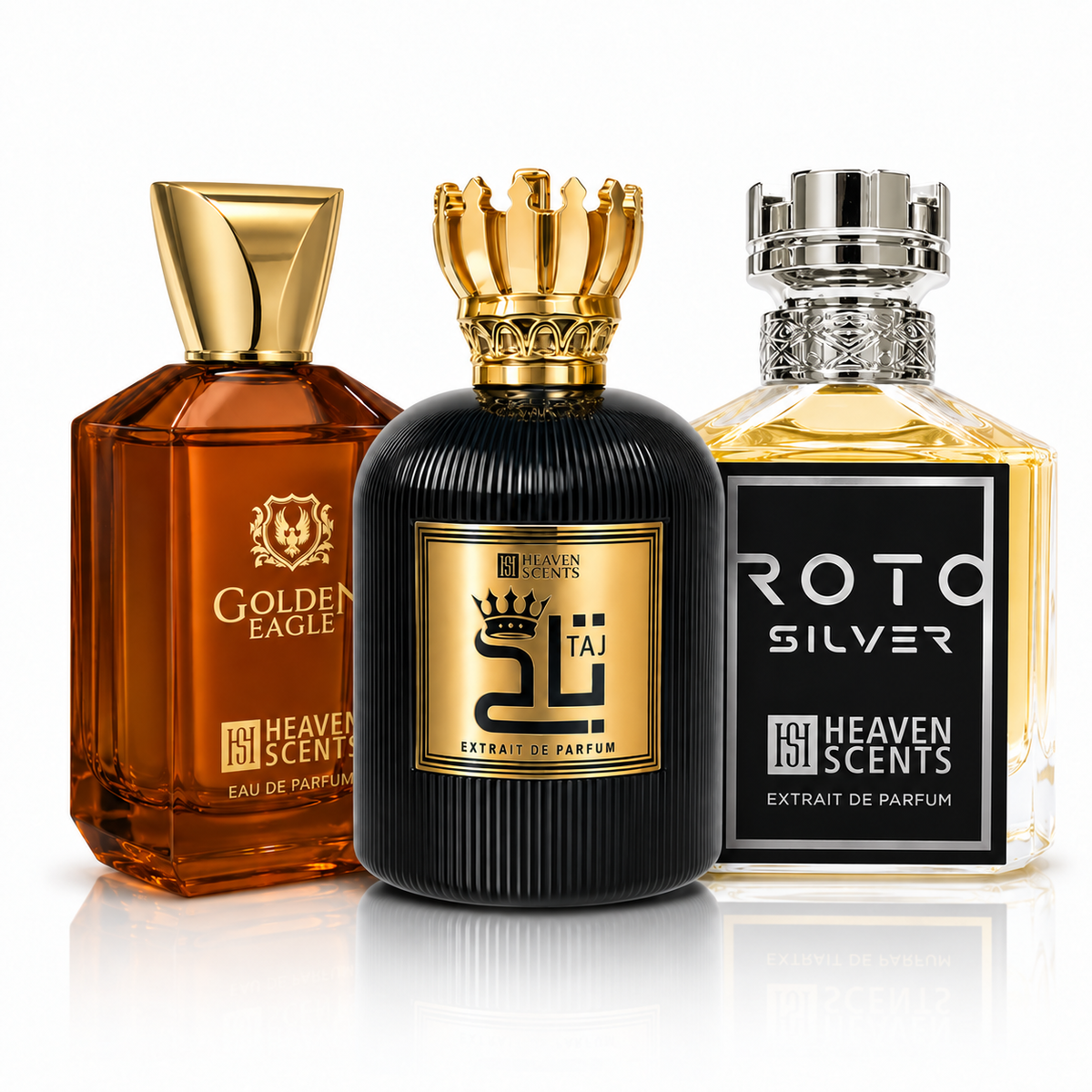 Taj, Roto Silver and Golden Eagle 100ml perfume bundle by Heaven Scents