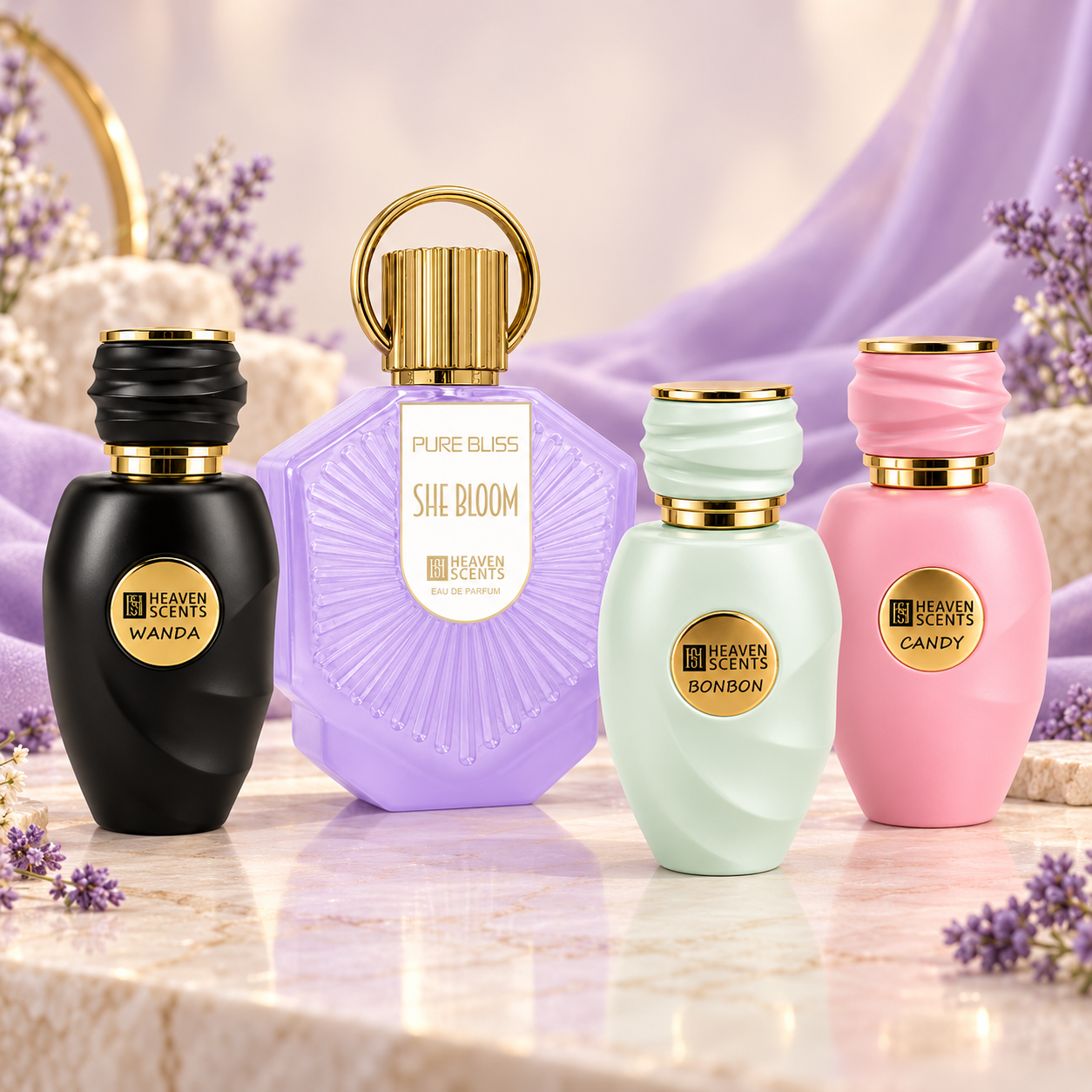 The Glam Bloom Bundle: She Bloom 100ml, Wanda 50ml, BonBon 50ml and Candy 50ml