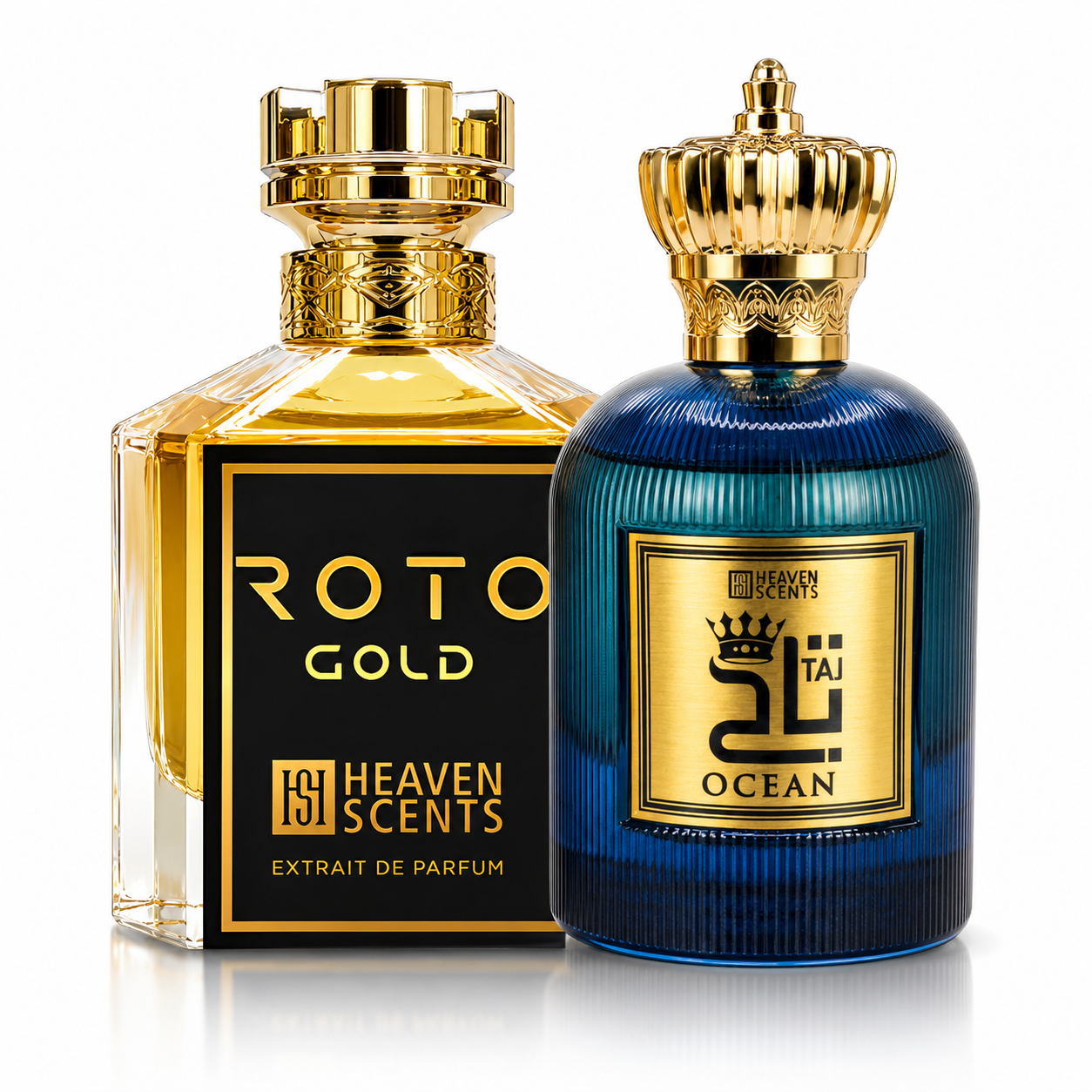 Taj Ocean and Roto Gold perfume duo by Heaven Scents, fresh and woody gift set